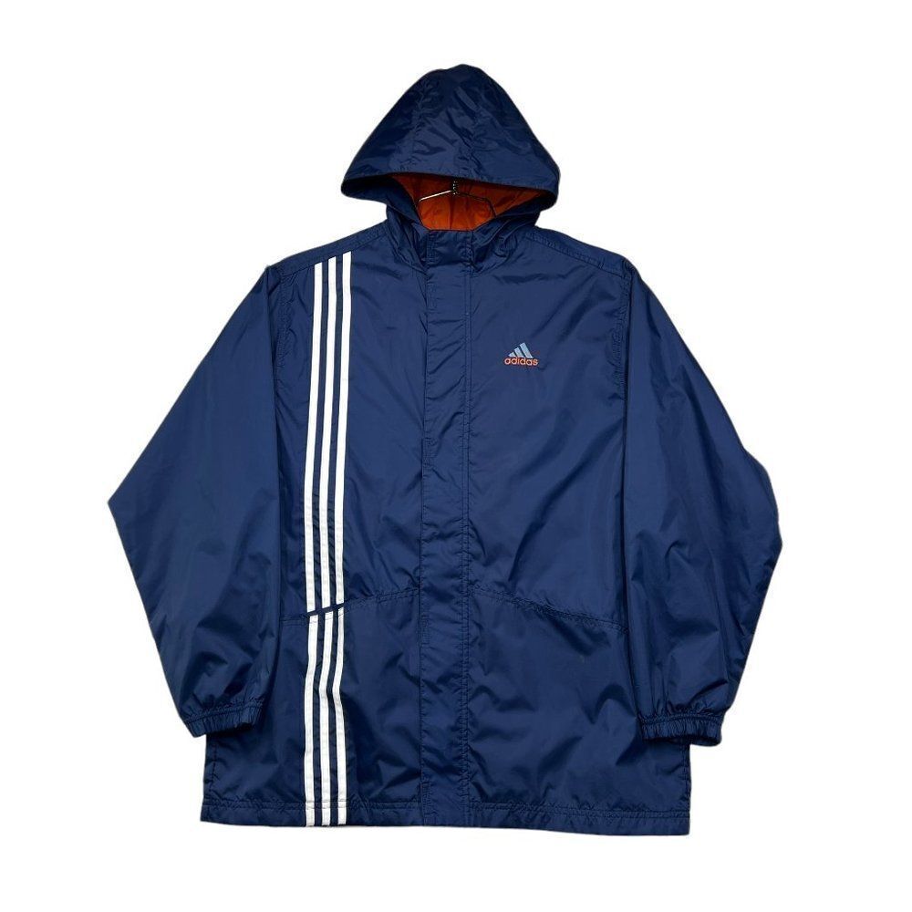 Adidas Coat Boy's Size XL Vintage Blue Full Zip Hooded Windbreaker Jacket